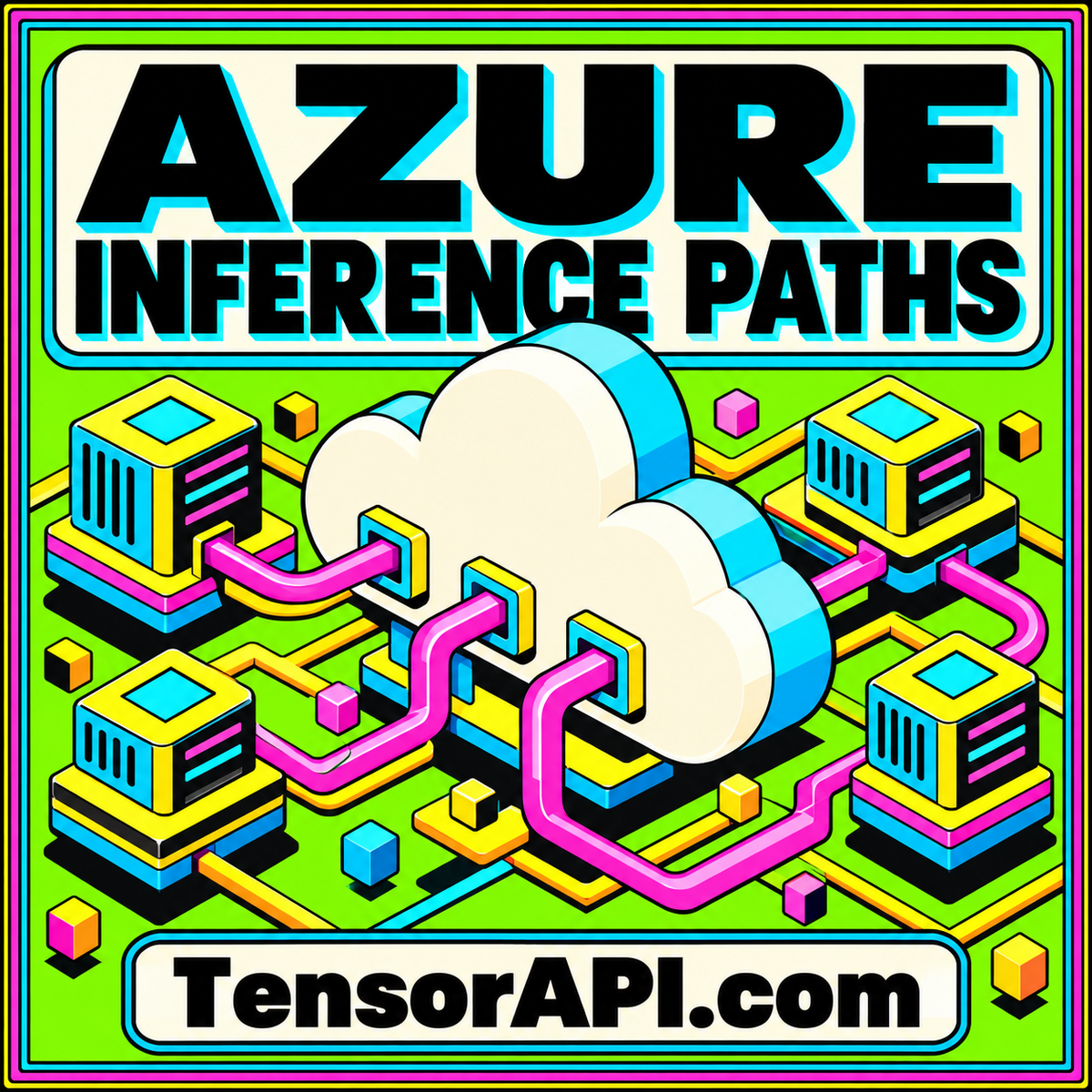 An original cloud illustration connects colorful tensor modules below Azure Inference Paths.